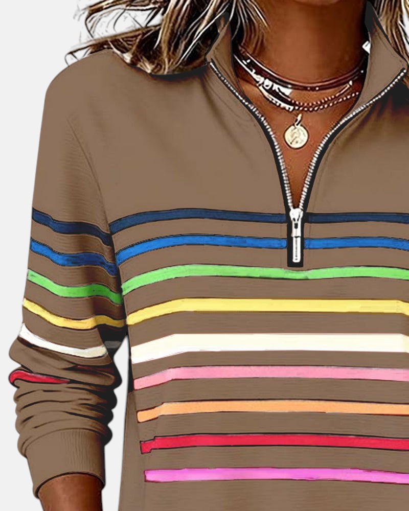 Wren | Sweatshirt mit Reißverschluss und Streifen
