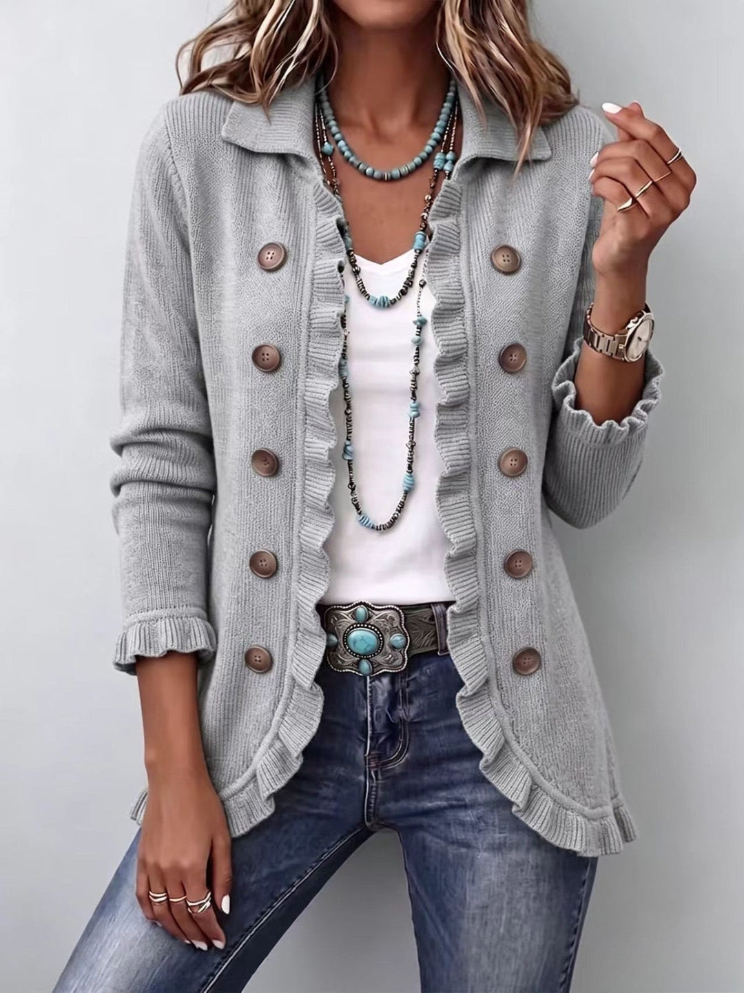 Wenke | Strickjacke in Graumeliert