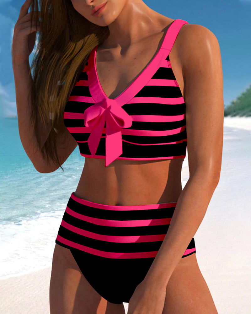 Gestreifter Bikini mit hoher Taille von Hanna Hamburg