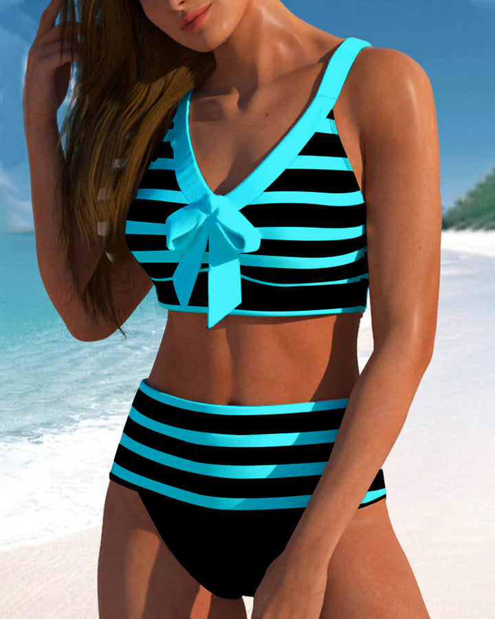 Gestreifter Bikini mit hoher Taille von Hanna Hamburg