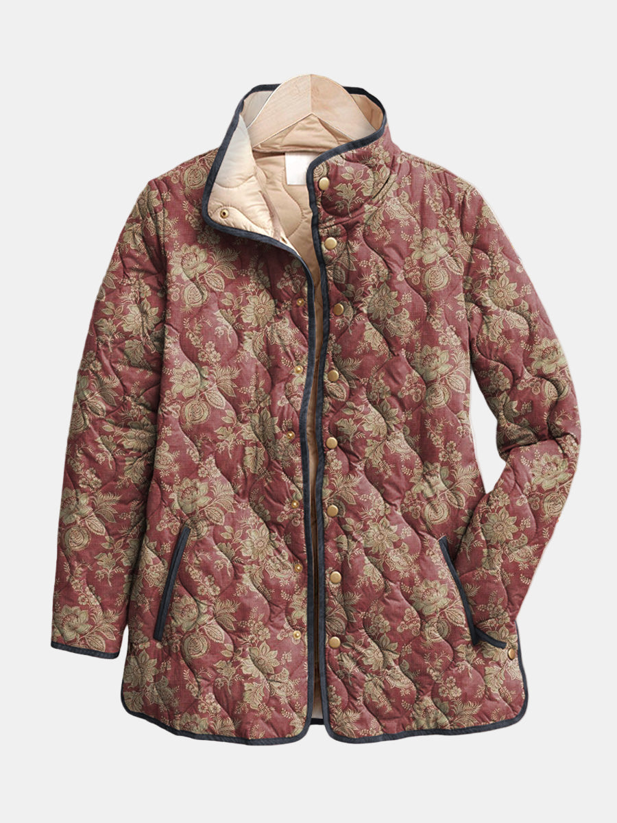 Pauline | Steppjacke mit Rosen in Altrosa