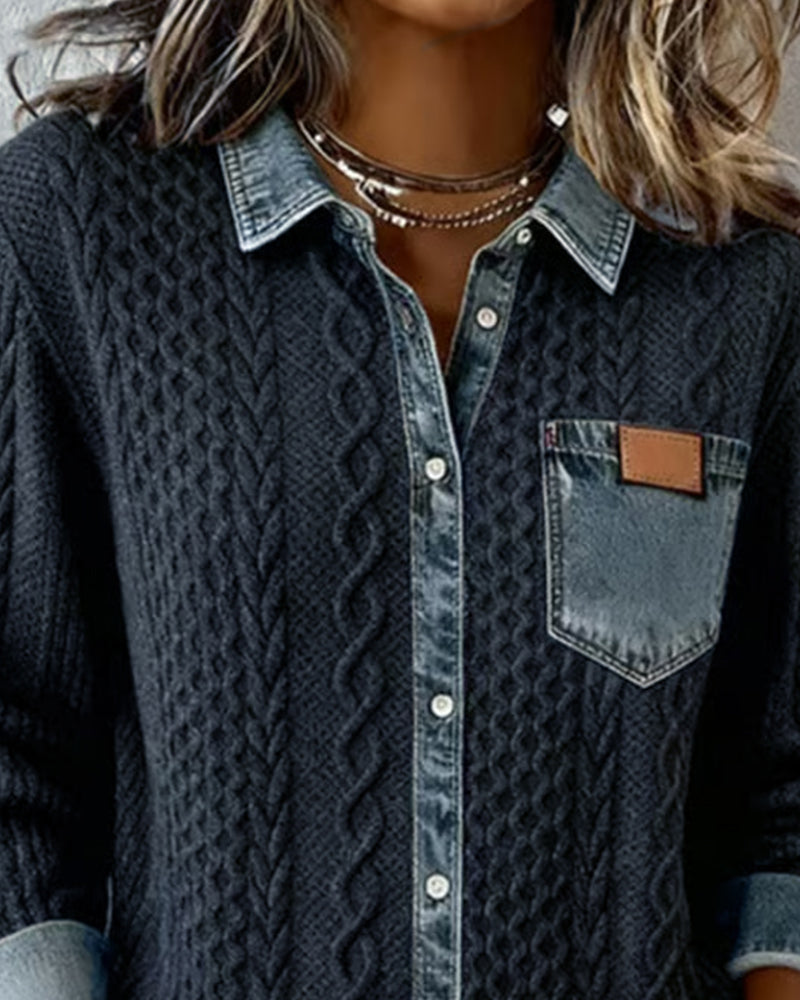 Ceir | Strickhemd im Patchwork-Look von Hanna Hamburg, Bluse für Damen