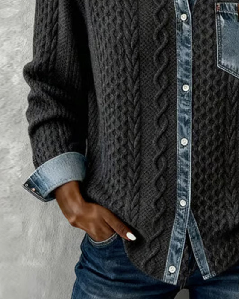 Ceir | Strickhemd im Patchwork-Look von Hanna Hamburg, Bluse für Damen