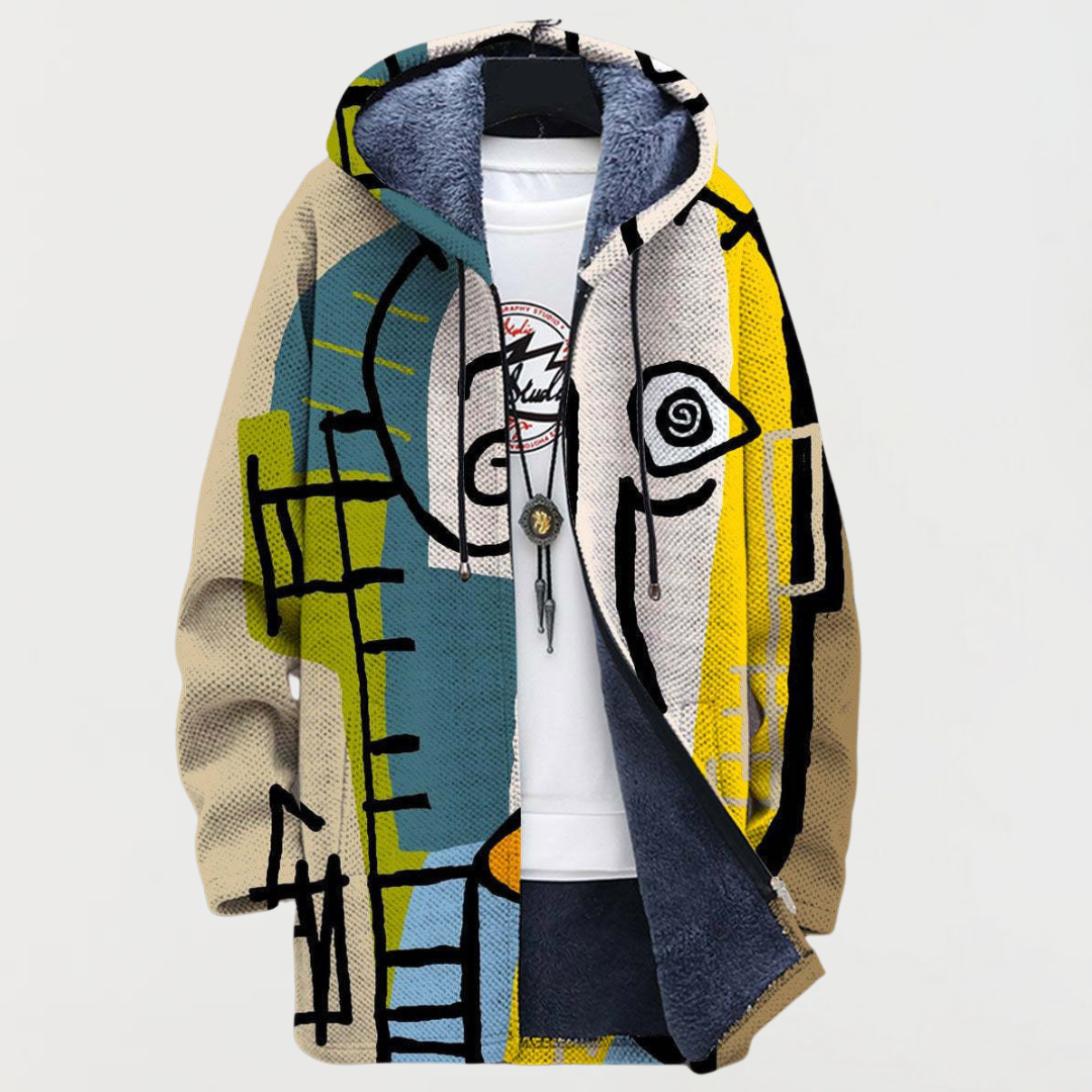 Henrike | Kapuzenjacke mit abstraktem Liniendruck