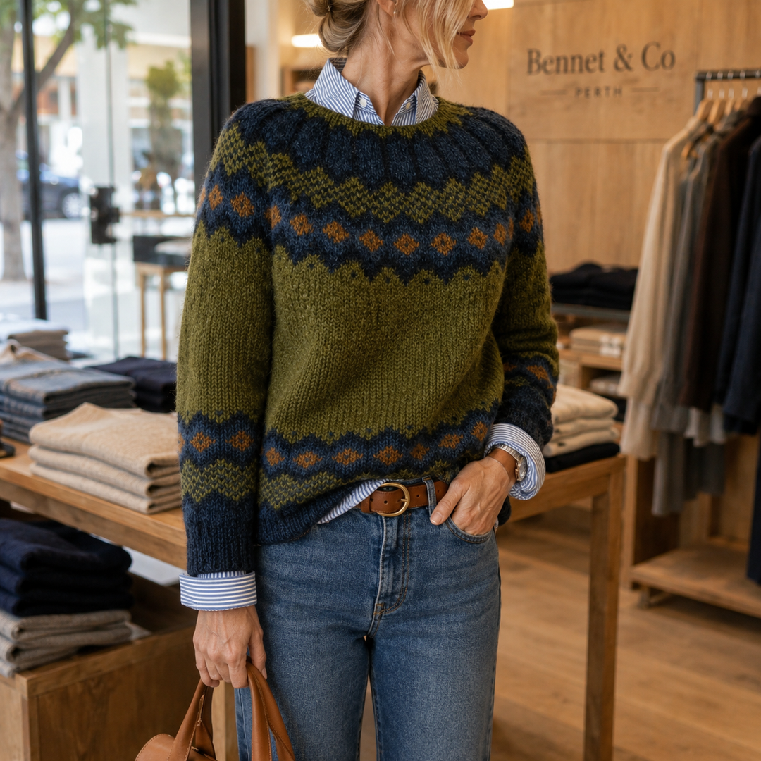Jessica | Norwegerpullover in Oliv