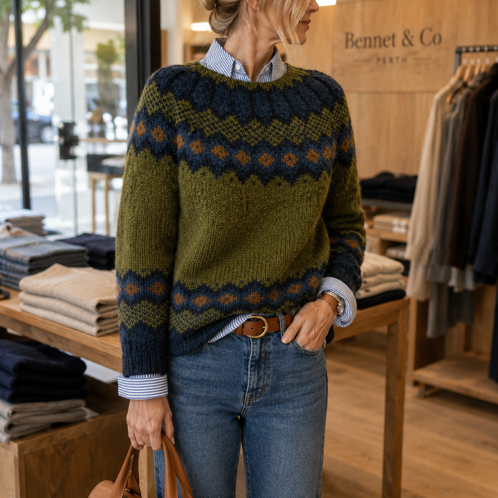 Jessica | Norwegerpullover in Oliv