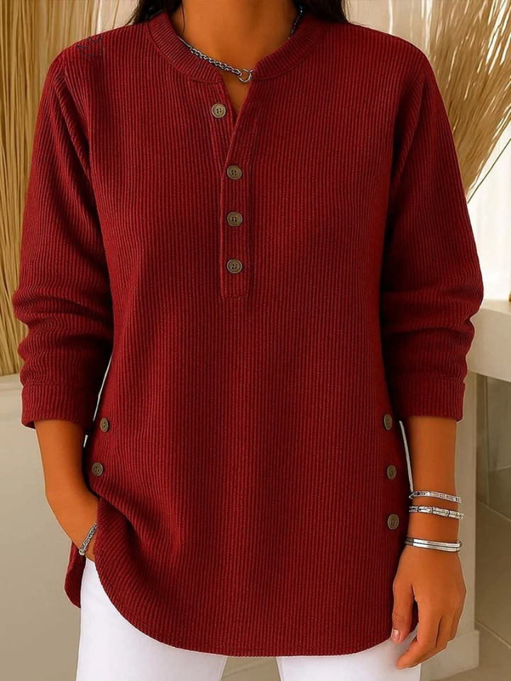 Livia | Tunika-Pullover mit Knopfleiste von Hanna Hamburg, Pullover für Damen