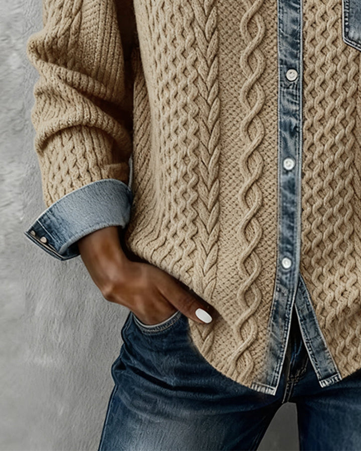 Ceir | Strickhemd im Patchwork-Look von Hanna Hamburg, Bluse für Damen