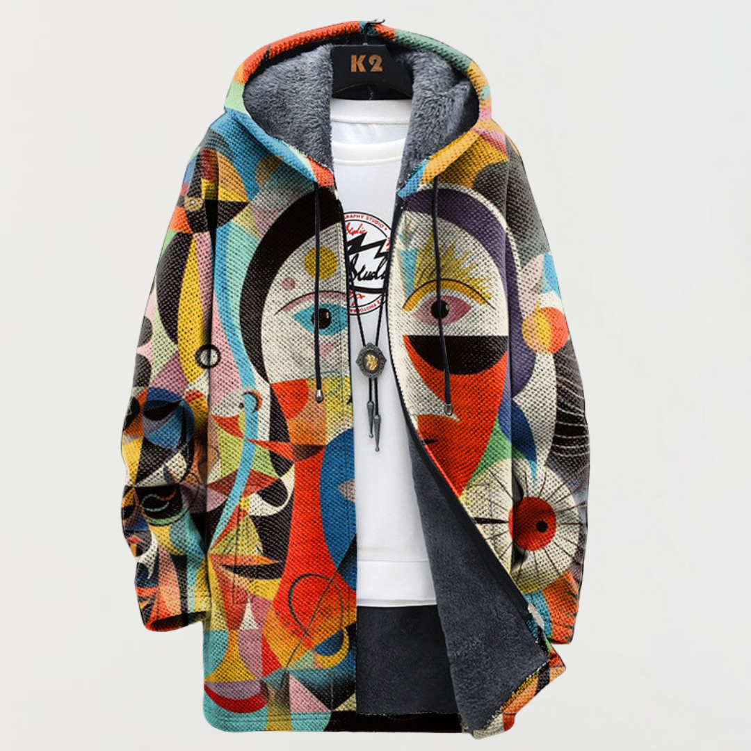 Henrike | Kapuzenjacke mit abstraktem Liniendruck