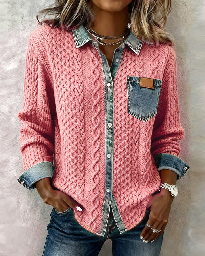 Ceir | Strickhemd im Patchwork-Look von Hanna Hamburg, Bluse für Damen