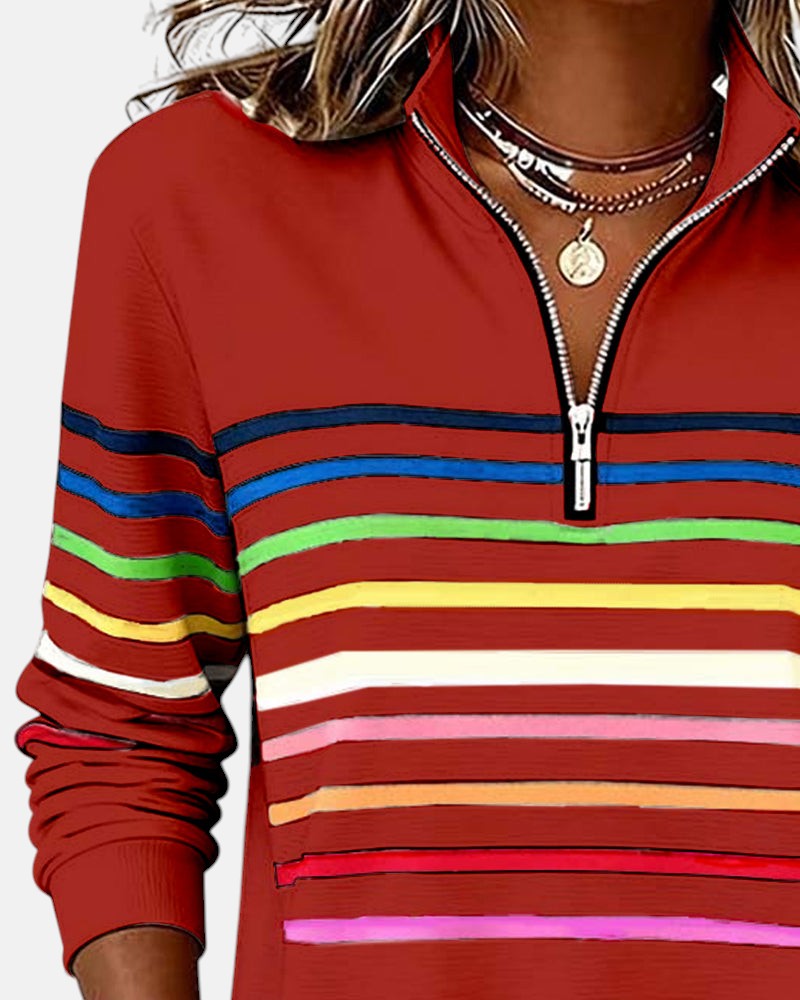Wren | Sweatshirt mit Reißverschluss und Streifen