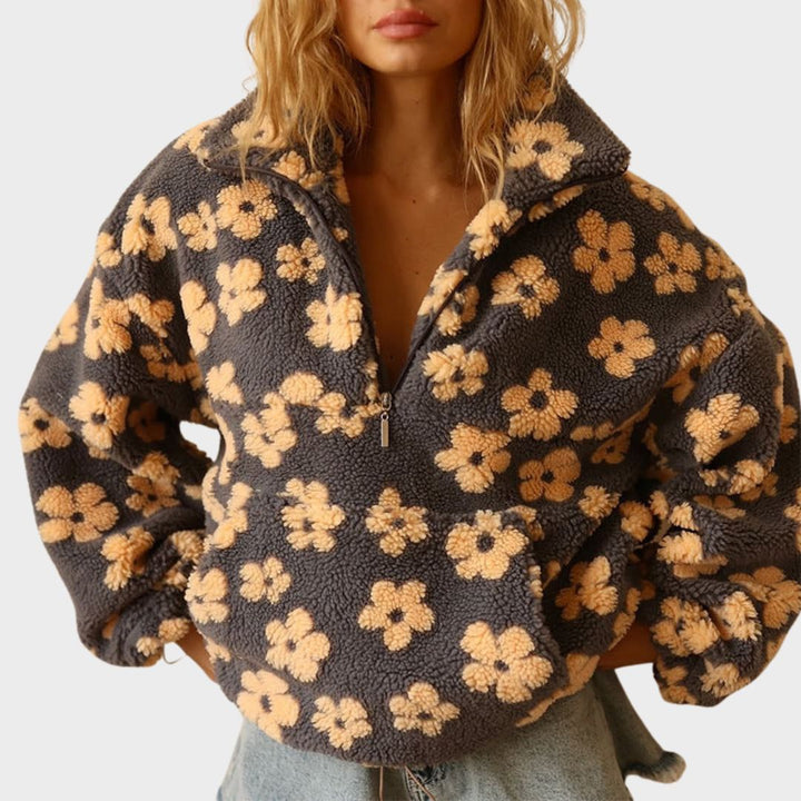 Valerie | Teddyfleece-Pullover mit Blumenmuster von Hanna Hamburg, Pullover für Damen