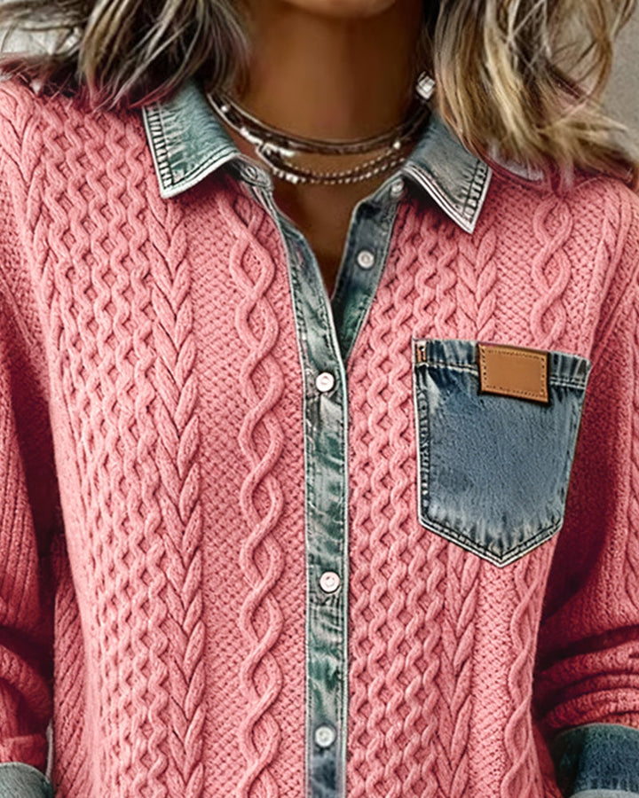 Ceir | Strickhemd im Patchwork-Look von Hanna Hamburg, Bluse für Damen