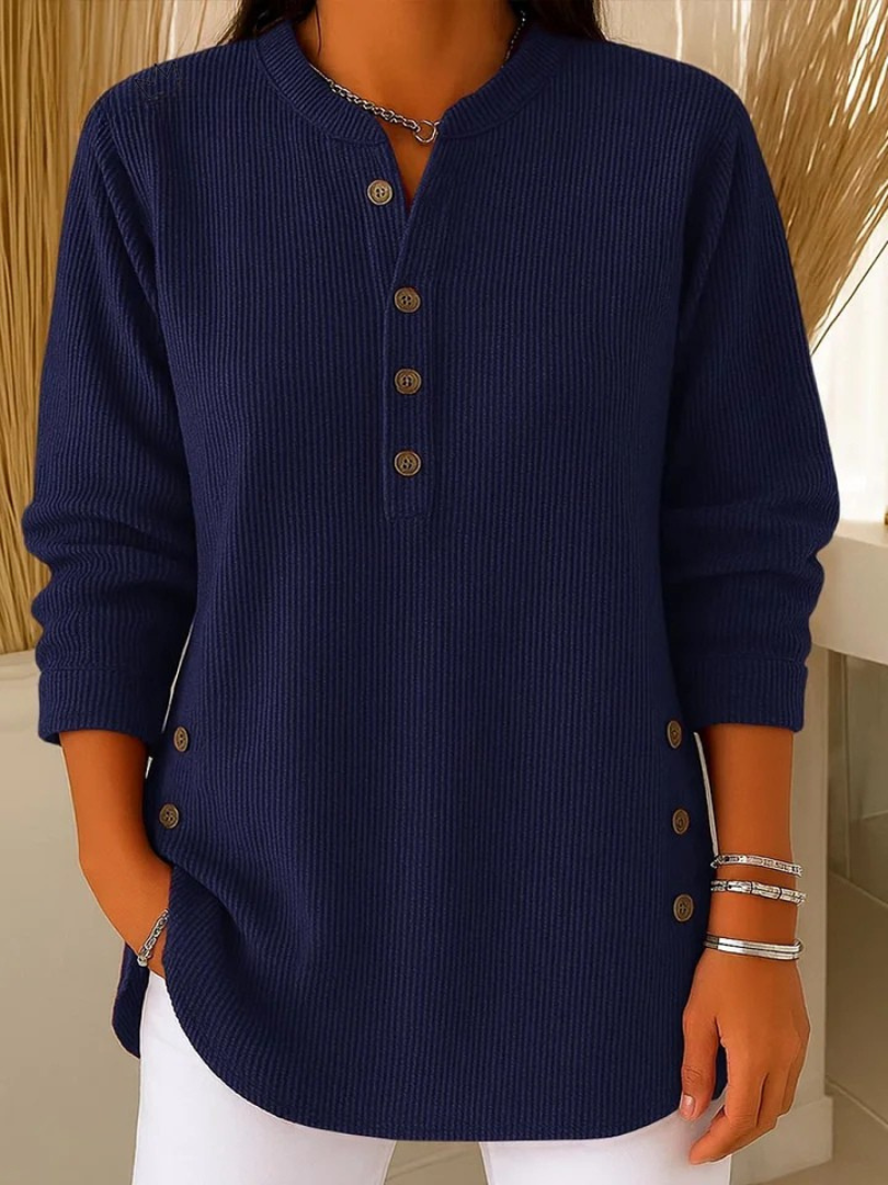 Livia | Tunika-Pullover mit Knopfleiste von Hanna Hamburg, Pullover für Damen