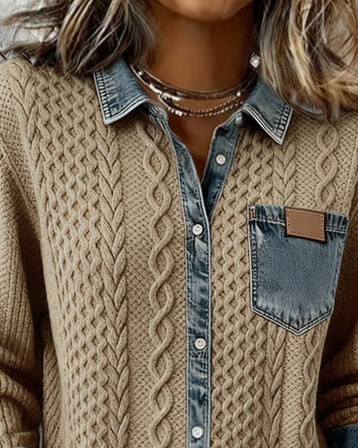 Ceir | Strickhemd im Patchwork-Look von Hanna Hamburg, Bluse für Damen