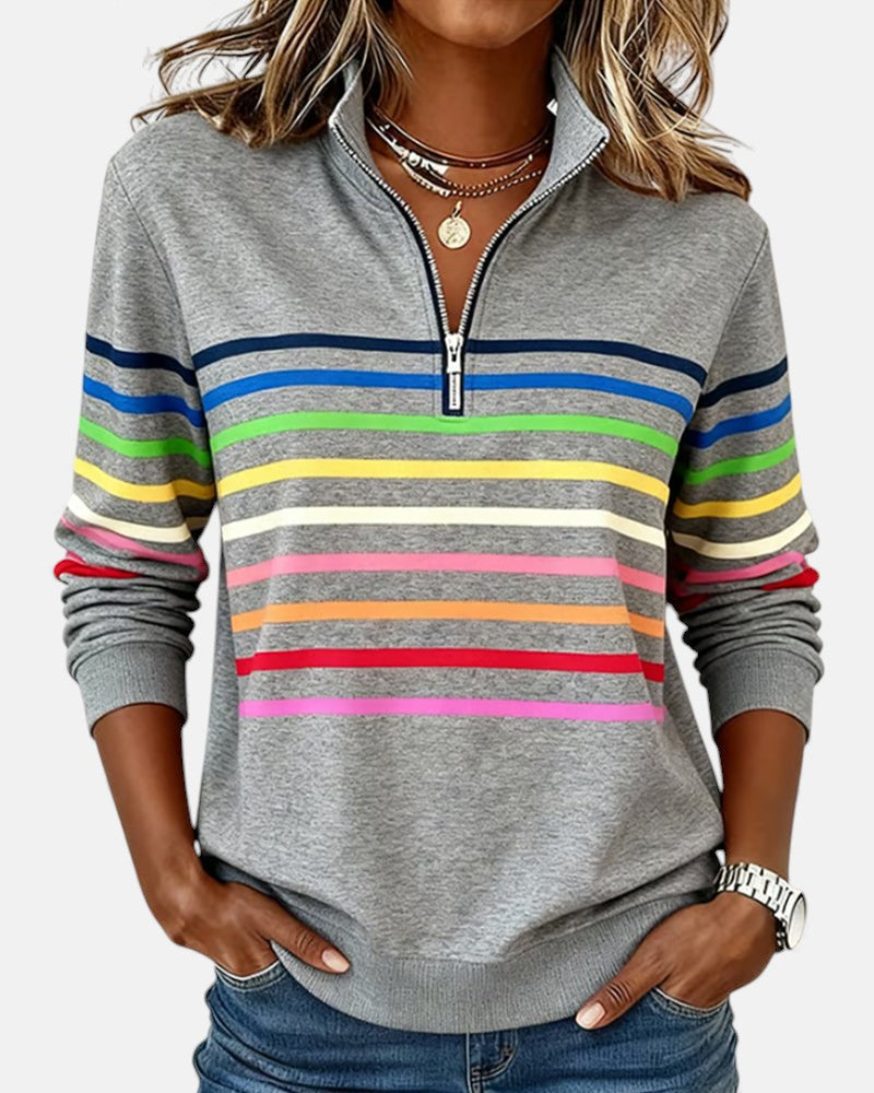 Wren | Sweatshirt mit Reißverschluss und Streifen