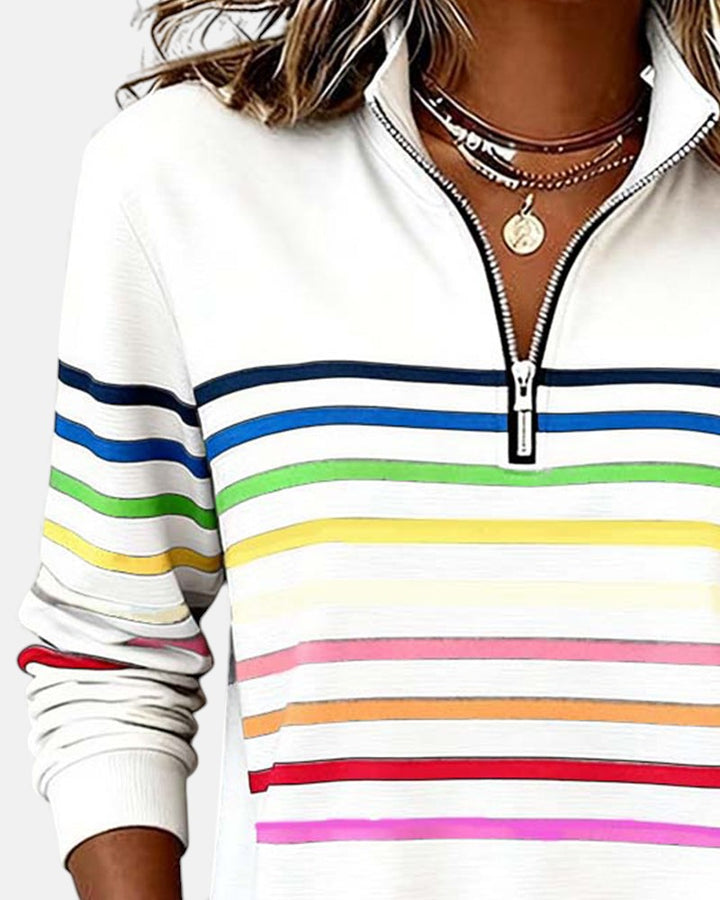 Wren | Sweatshirt mit Reißverschluss und Streifen