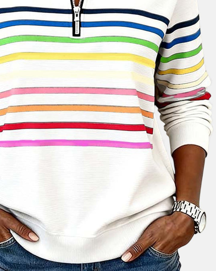 Wren | Sweatshirt mit Reißverschluss und Streifen