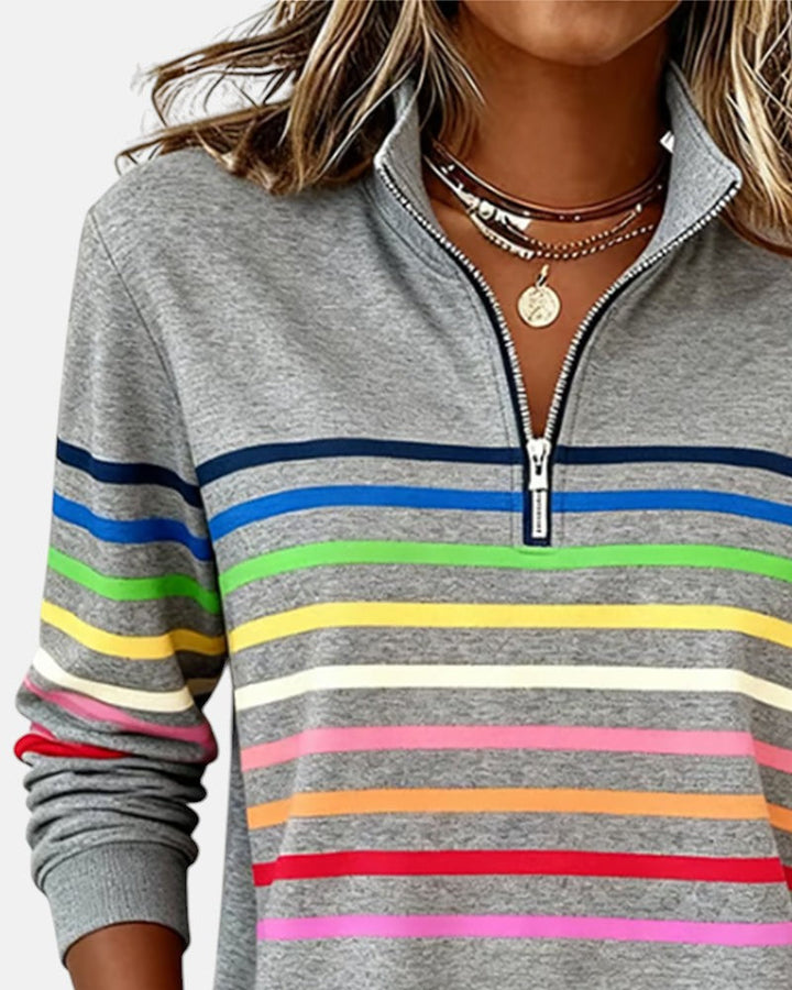 Wren | Sweatshirt mit Reißverschluss und Streifen