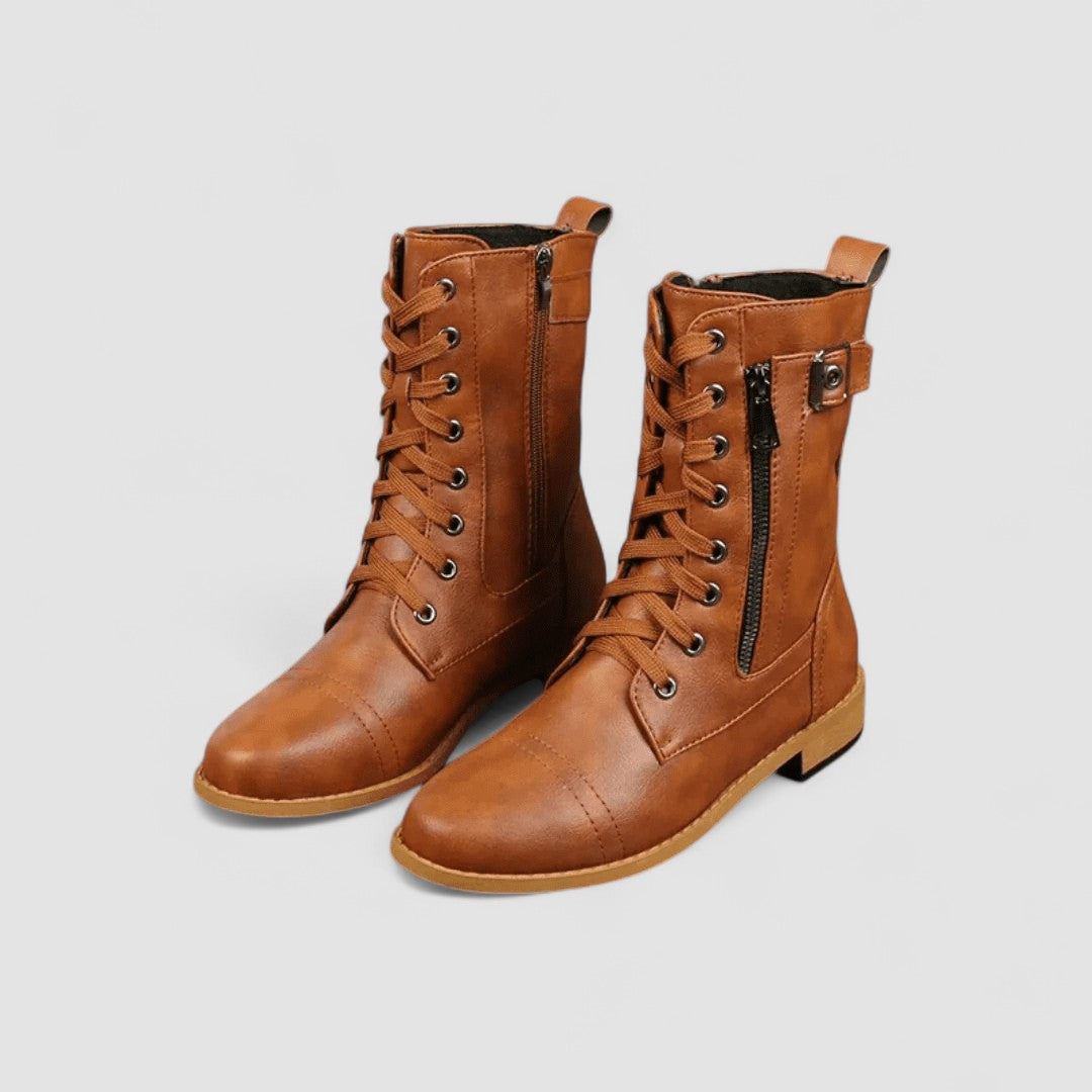 Rosa | Geschnürte Stiefelette mit Schnalle