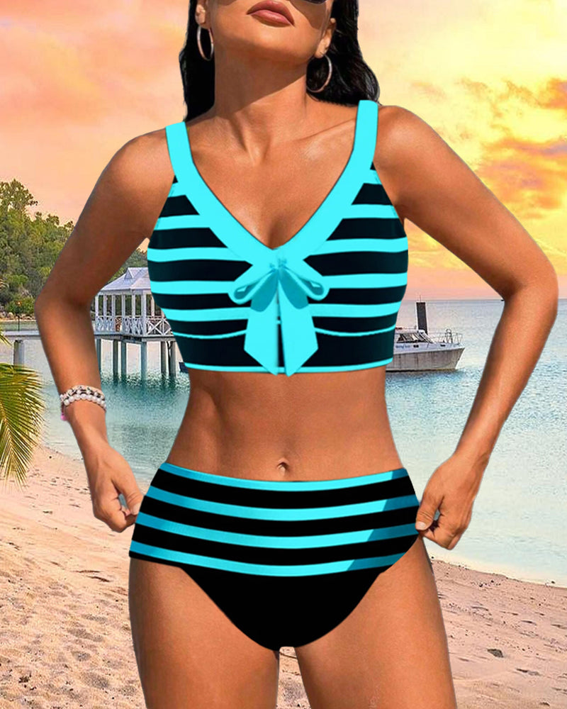 Gestreifter Bikini mit hoher Taille von Hanna Hamburg