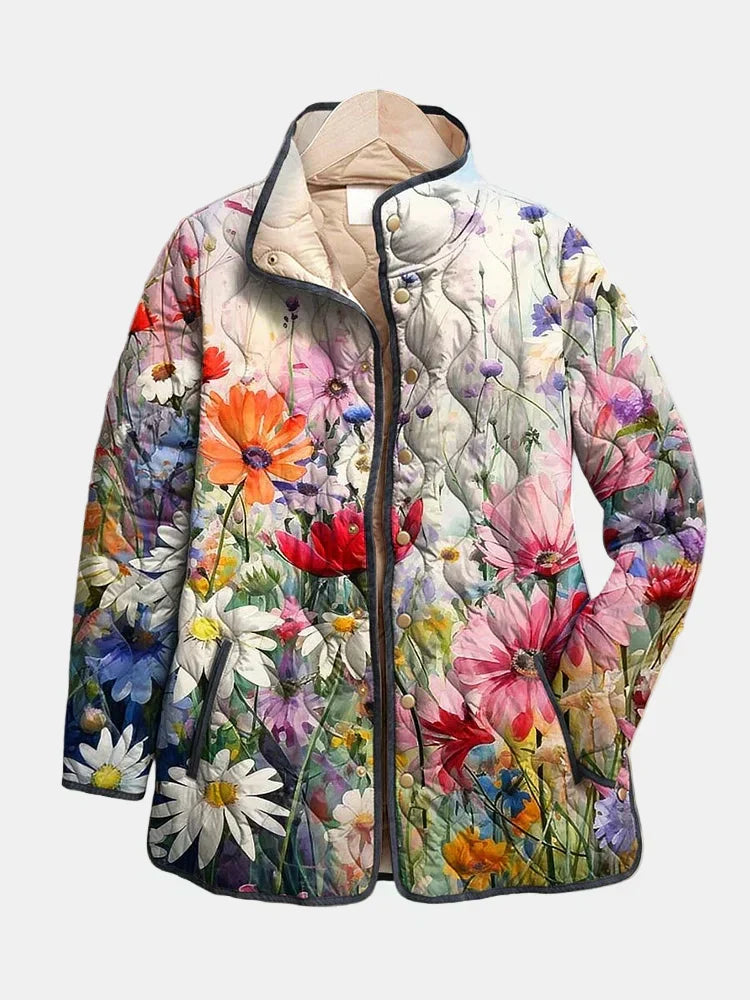 Agathe | Steppjacke mit Wiesenblumen