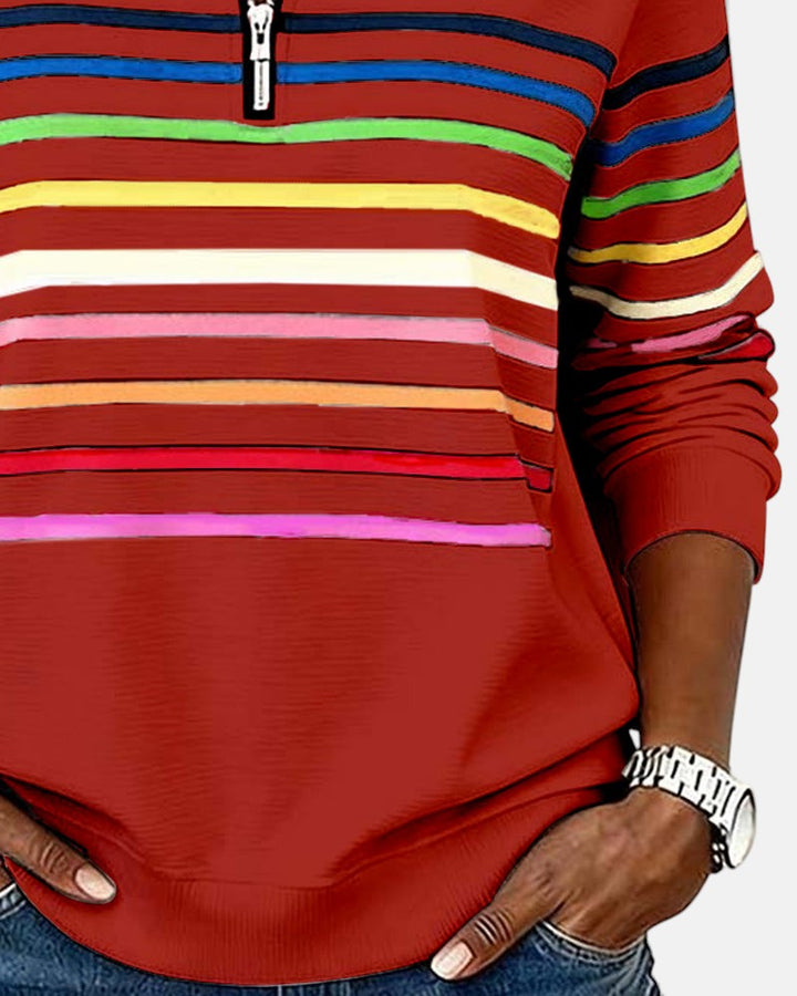 Wren | Sweatshirt mit Reißverschluss und Streifen
