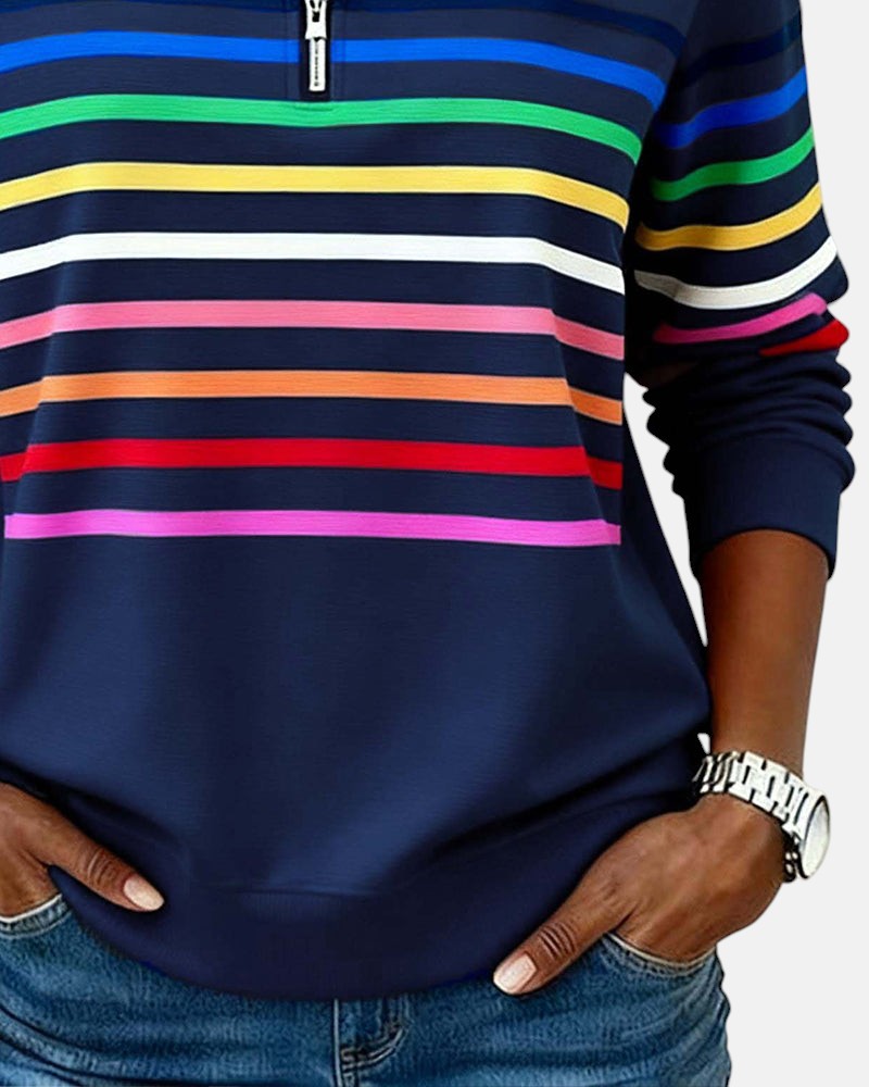Wren | Sweatshirt mit Reißverschluss und Streifen