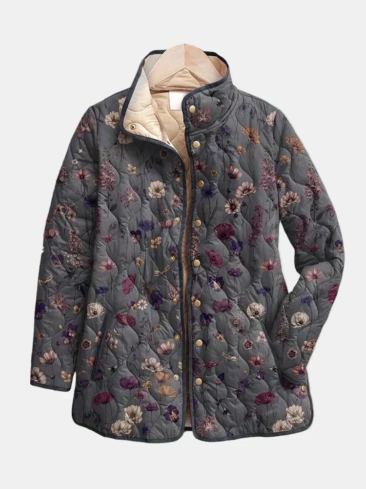 Editha | Steppjacke mit dunklem Blütendruck