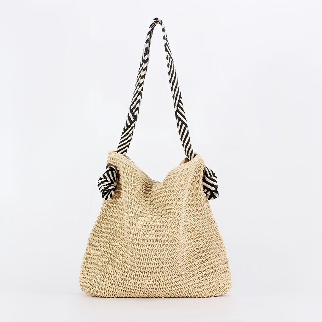 Adelinde, Boho-Tasche mit gestreiften Trägern in Beige, von Hanna Hamburg