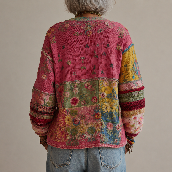 Rosalie | Patchwork-Strickjacke im Folklore-Stil
