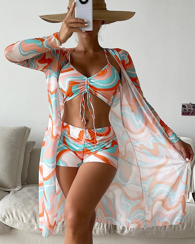 3-teiliges Bikini-Set mit Druck von Hanna Hamburg