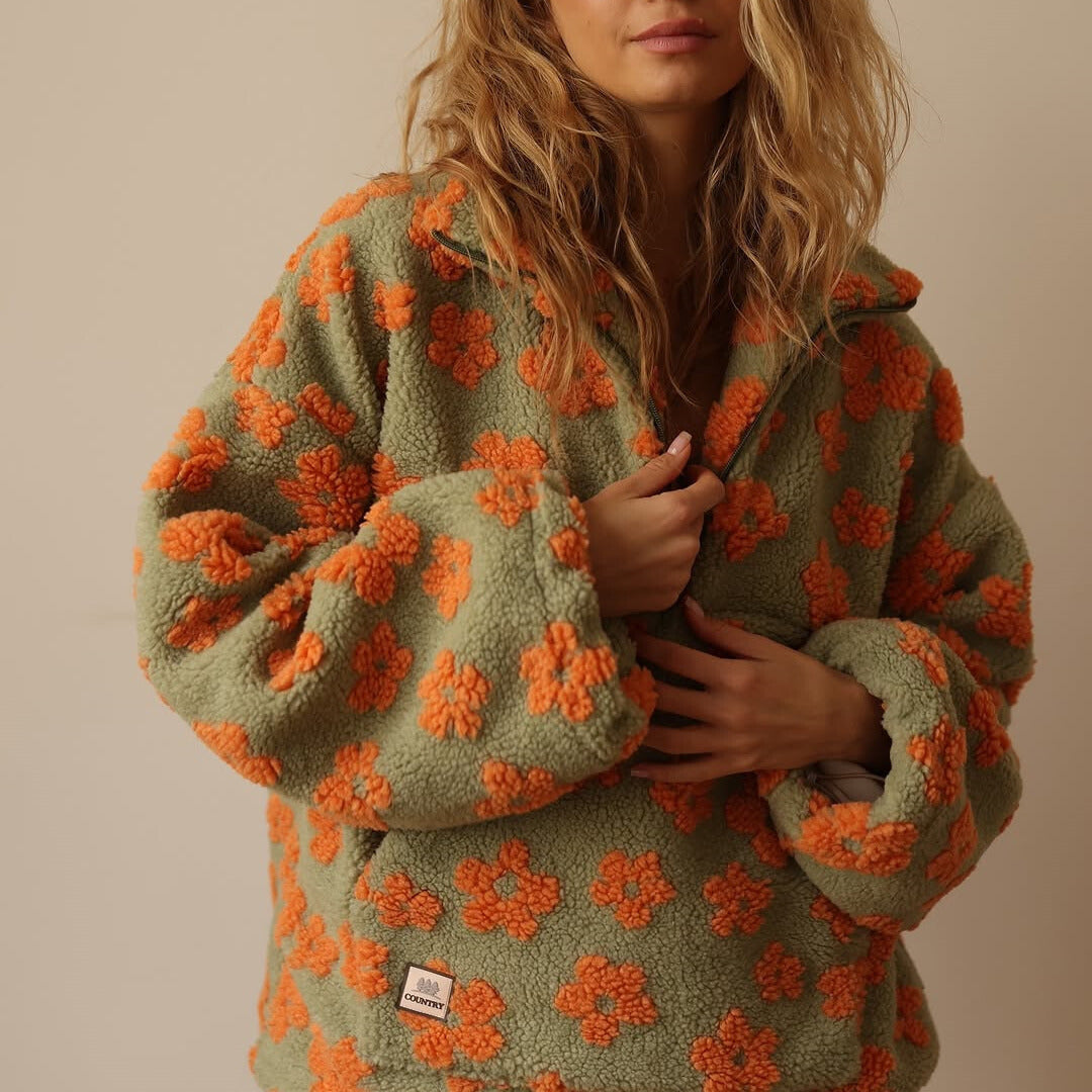 Valerie | Teddyfleece-Pullover mit Blumenmuster von Hanna Hamburg, Pullover für Damen