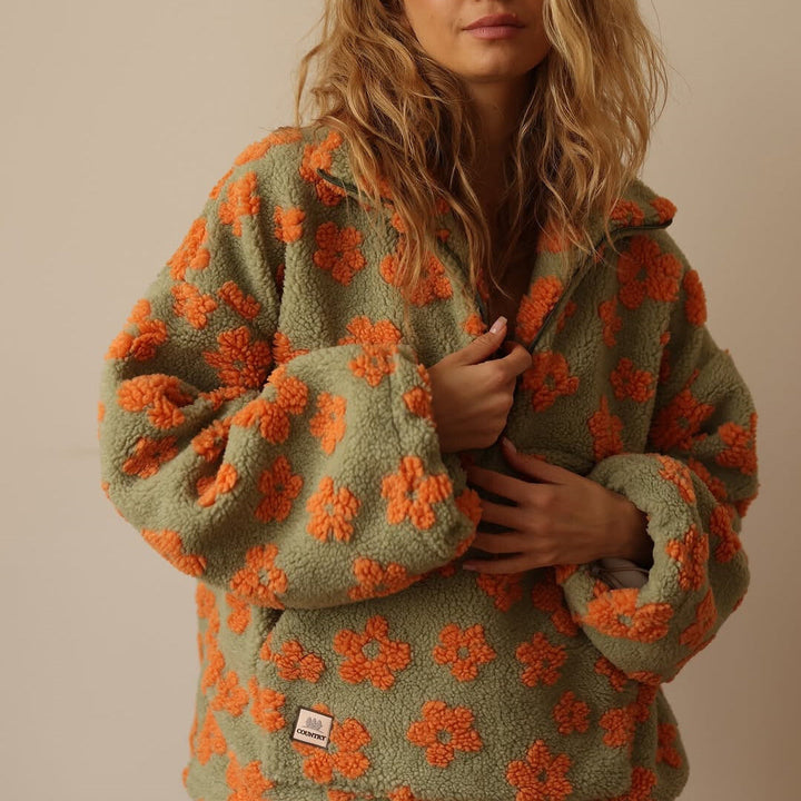 Valerie | Teddyfleece-Pullover mit Blumenmuster von Hanna Hamburg, Pullover für Damen
