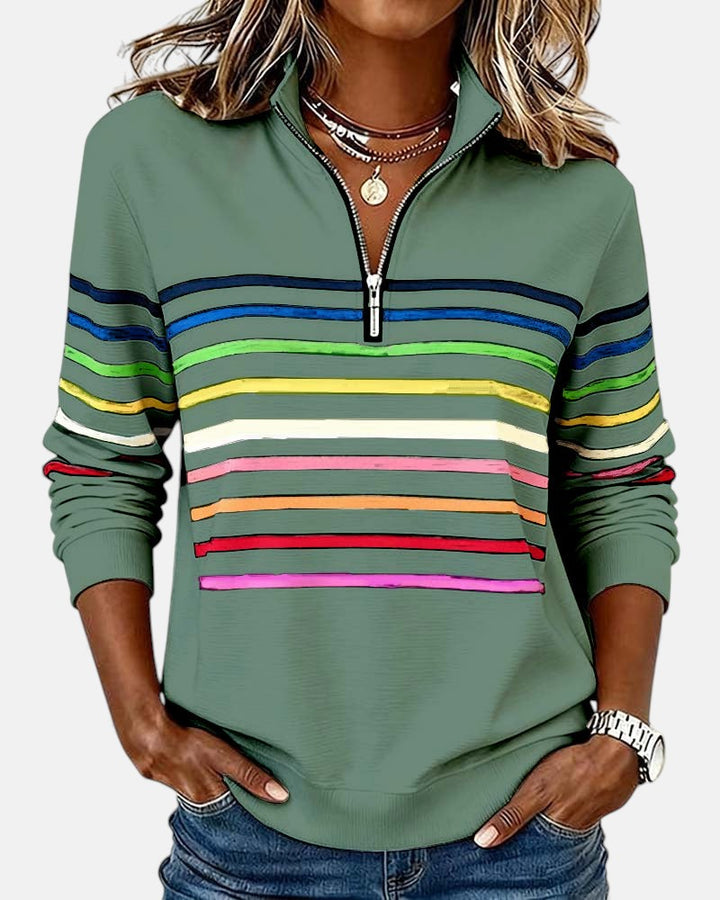 Wren | Sweatshirt mit Reißverschluss und Streifen
