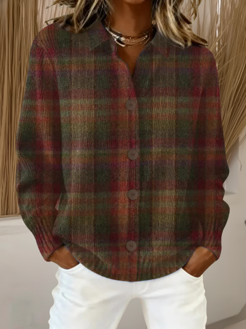 Marianne | Karo-Strickjacke in Waldtönen