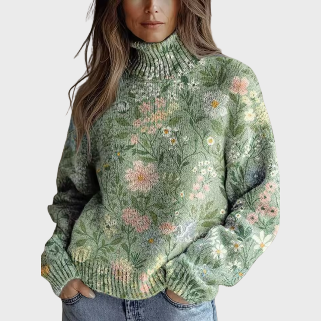 Jessie | Rollkragenpullover mit Blumenmuster von Hanna Hamburg, Pullover für Damen