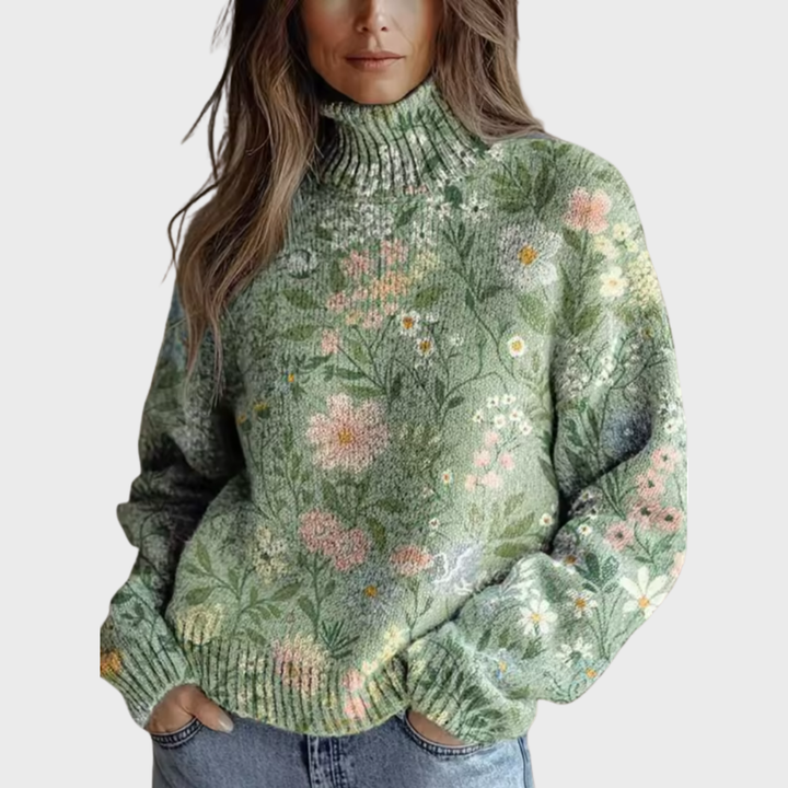Jessie | Rollkragenpullover mit Blumenmuster von Hanna Hamburg, Pullover für Damen