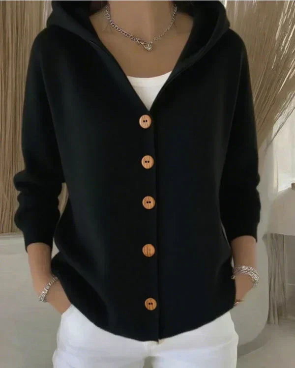 Marisse | Kapuzen-Strickjacke mit Knopfleiste von Hanna Hamburg, Strickjacke für Damen