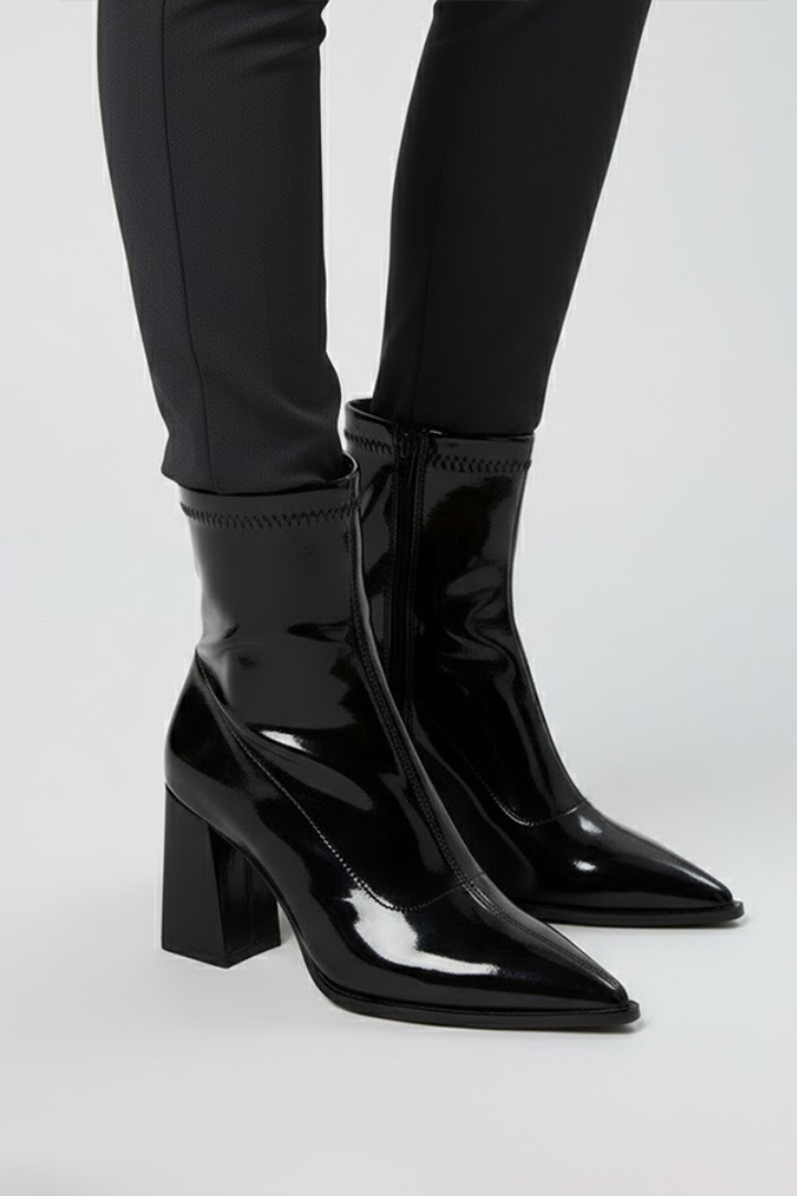 Helma | Lack-Stiefelette mit Blockabsatz