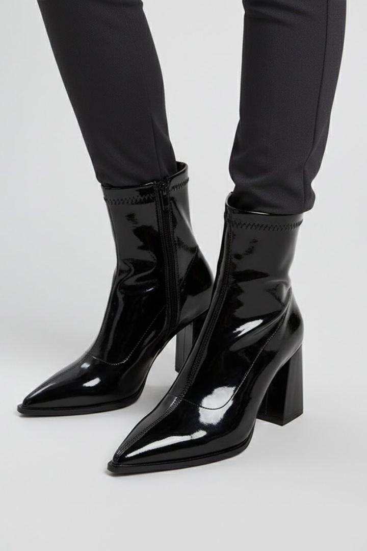 Helma | Lack-Stiefelette mit Blockabsatz