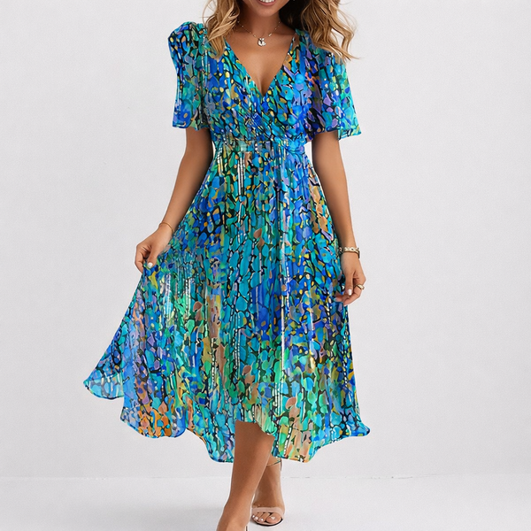 Saphir | Luftiges blaues Midi-Kleid am Meer in Mehrfarbig von Hanna Hamburg
