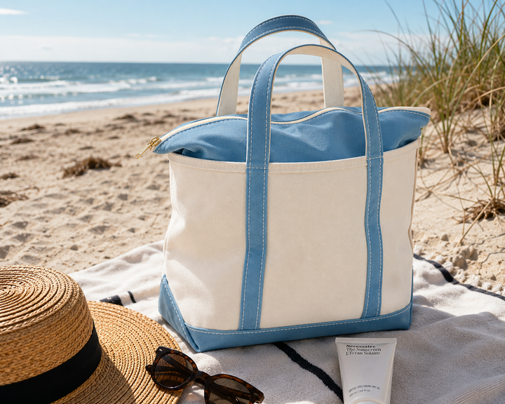 Ingelore, XXL-Strandtasche aus Canvas in Nebelblau, von Hanna Hamburg