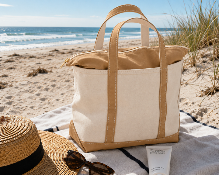 Ingelore, XXL-Strandtasche aus Canvas in Sandbeige, von Hanna Hamburg
