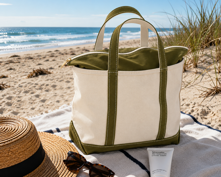 Ingelore, XXL-Strandtasche aus Canvas in Olivgrün, von Hanna Hamburg