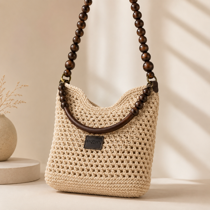 Elsbeth, Hobo-Tasche mit Holzperlen-Henkel, von Hanna Hamburg