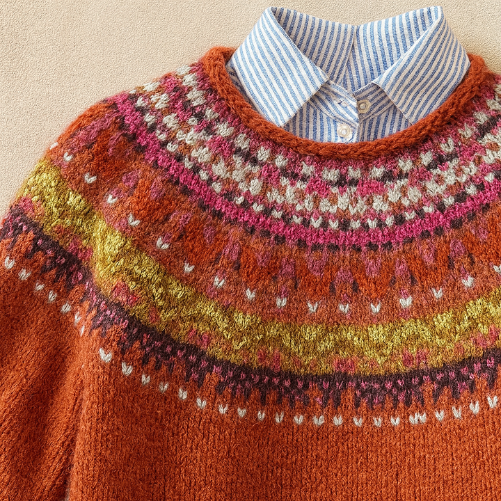Simona | Islandpullover in Rostorange