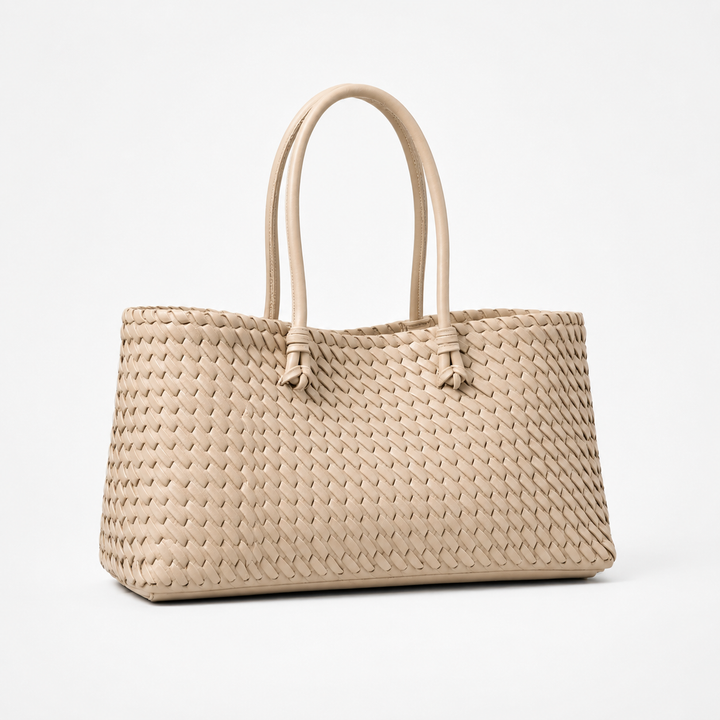 Katharine, gewebter Shopper in Beige, von Hanna Hamburg