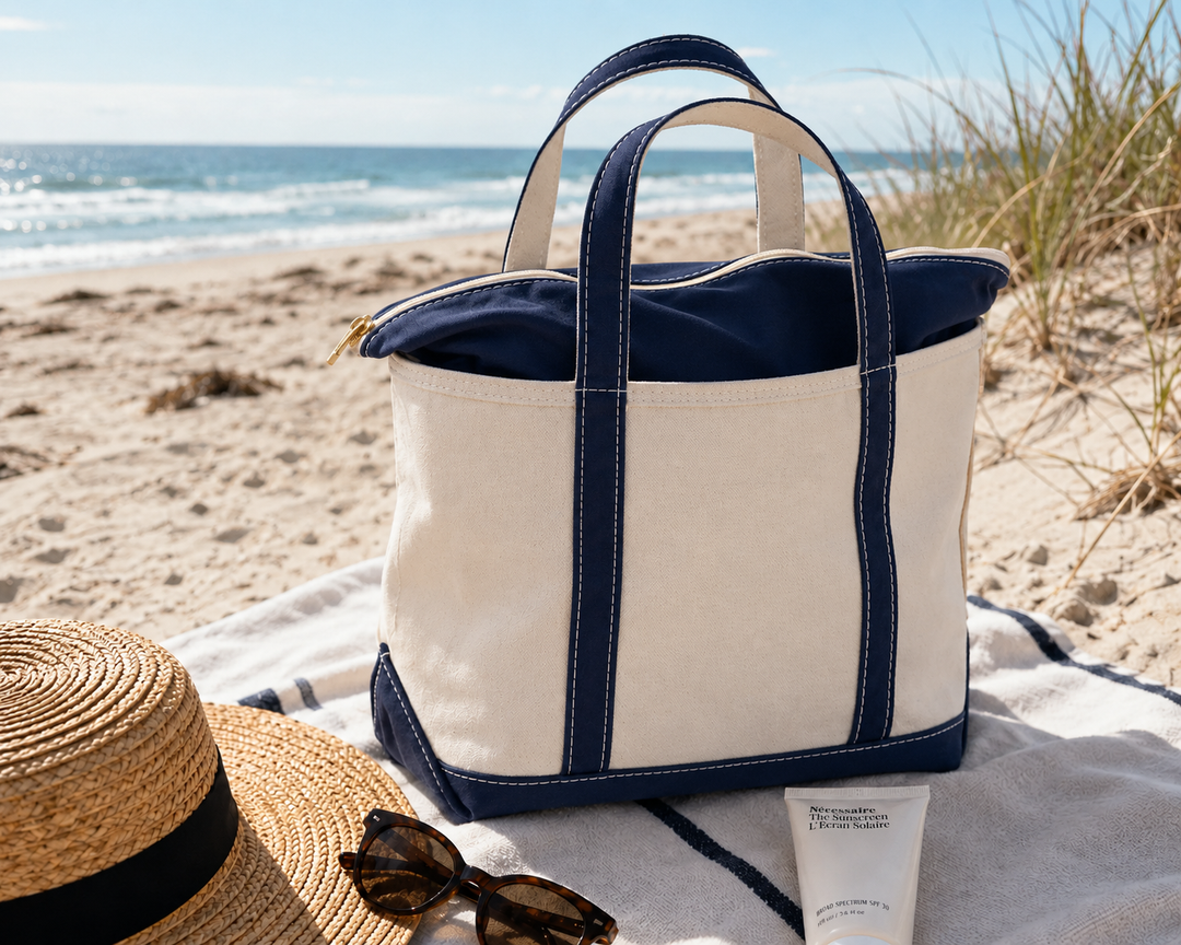 Ingelore, XXL-Strandtasche aus Canvas in Marineblau, von Hanna Hamburg