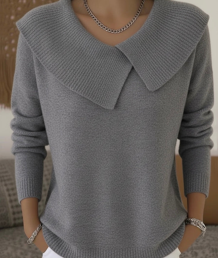 Serelinne | Rippstrick-Pullover mit großem Kragen von Hanna Hamburg, Pullover für Damen